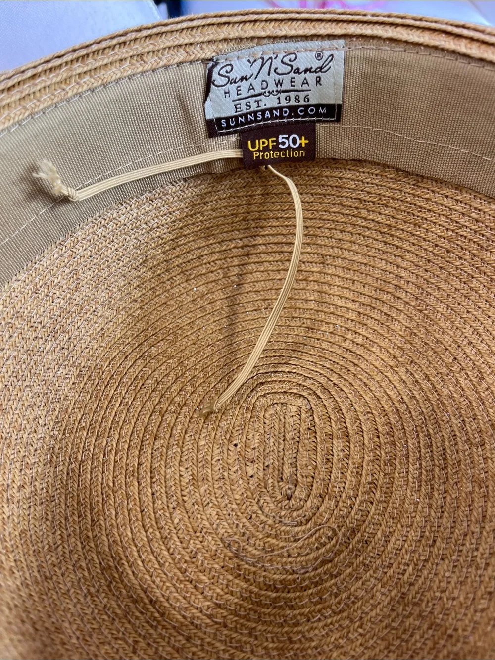 Sun N Sand UPF 50+ Wide Brim Floppy Straw Sun Hat Tan Stone Accent